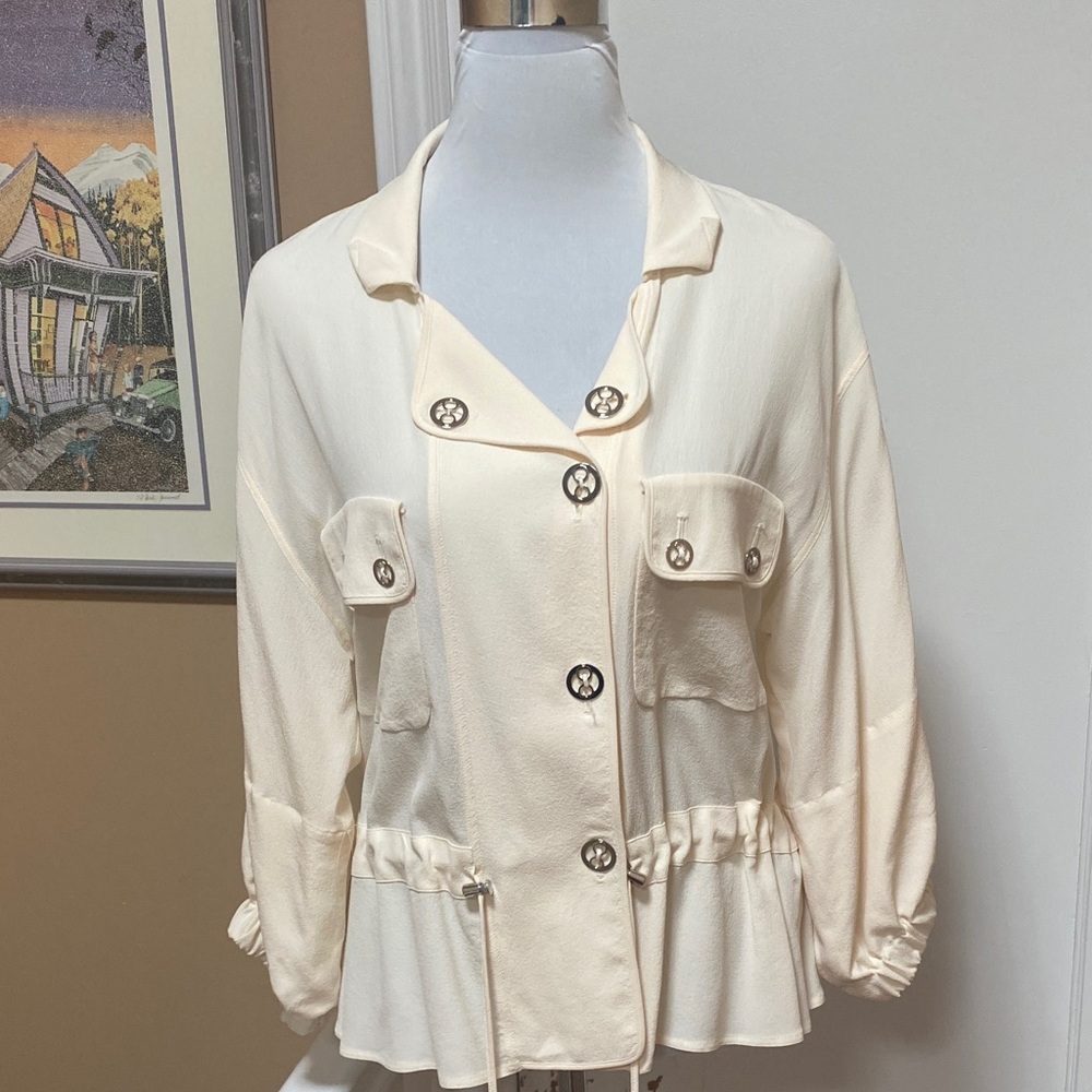 vintage Emanuel Ungaro Cream Blazer with Button Accents
